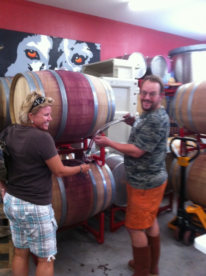 Barrel Tasting Merlot at Vino Salida